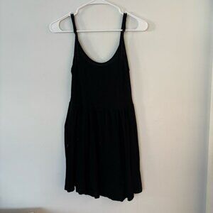 brandy melville black super soft slight sheer thin strap flowy mini dress🖤